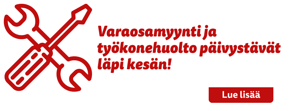 Varaosamyynti ja työkonehuolto päivystävät läpi kesän!