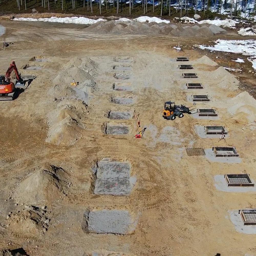 Ilmakuva Koskimäen maitotilan rakennustyömaasta