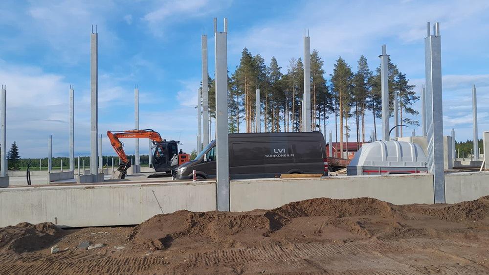 Koskimäen maitotilan pihaton rakennustyömaa