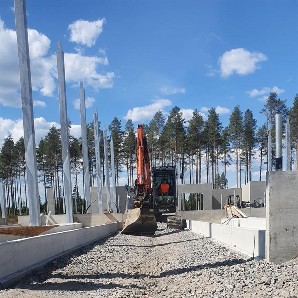 Koskimäen maitotilan pihaton rakennustyömaa